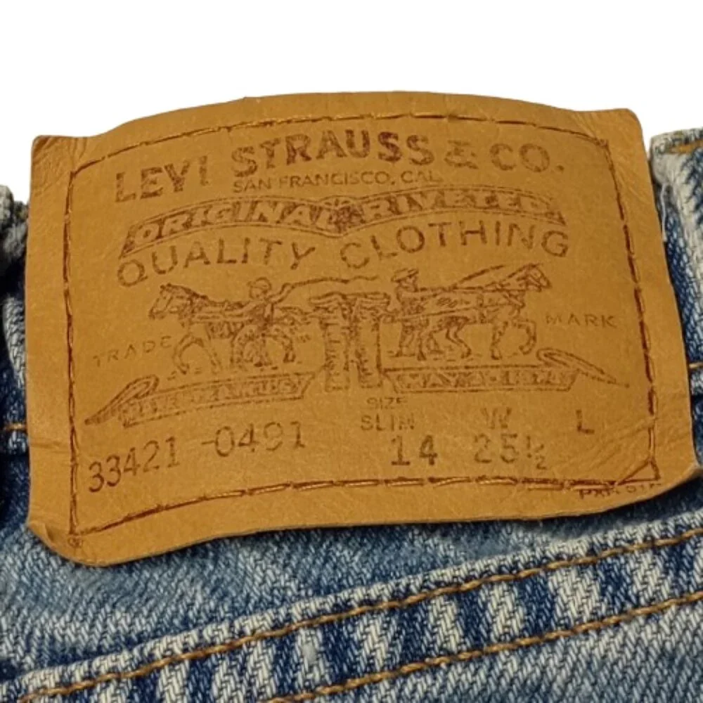 Levi's vintage orange tab shorts size slim 14 girls style 33421Rolled Hem - Picture 3 of 4